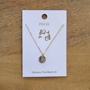 NWT Gold-toned Fish Pisces Zodiac Charm Necklace